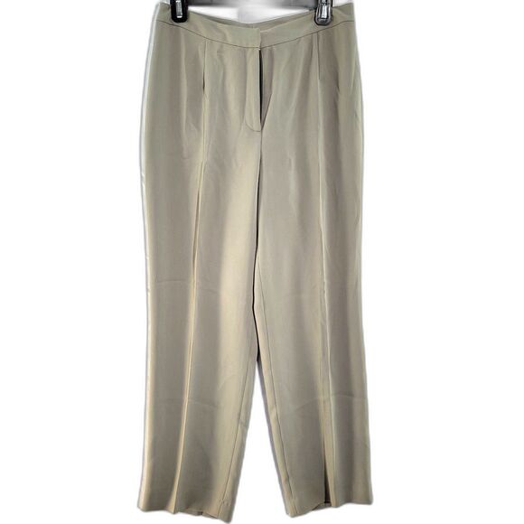 Yansi Fugel Taupe Khaki High Waist Pants Tapered Relaxed Leg Casual Trousers 6 - Picture 2 of 8